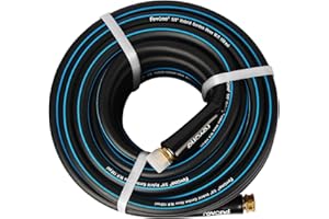 Fevone 50ft Heavy Duty Garden Hose, Lightweight and Flexible, 5/8" ID, Burst 600 PSI, Hybrid Polymer, Kink-Resistant, -40℉ to 140℉, 3/4" GHT Solid Brass Fittings