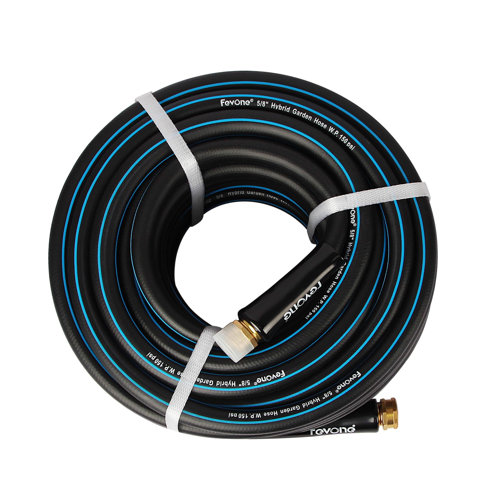 Photo 1 of Fevone 50ft Heavy Duty Garden Hose, Lightweight and Flexible, 5/8" ID, Burst 600 PSI, Hybrid Polymer, Kink-Resistant, -40? to 140?, 3/4" GHT Solid Brass Fittings