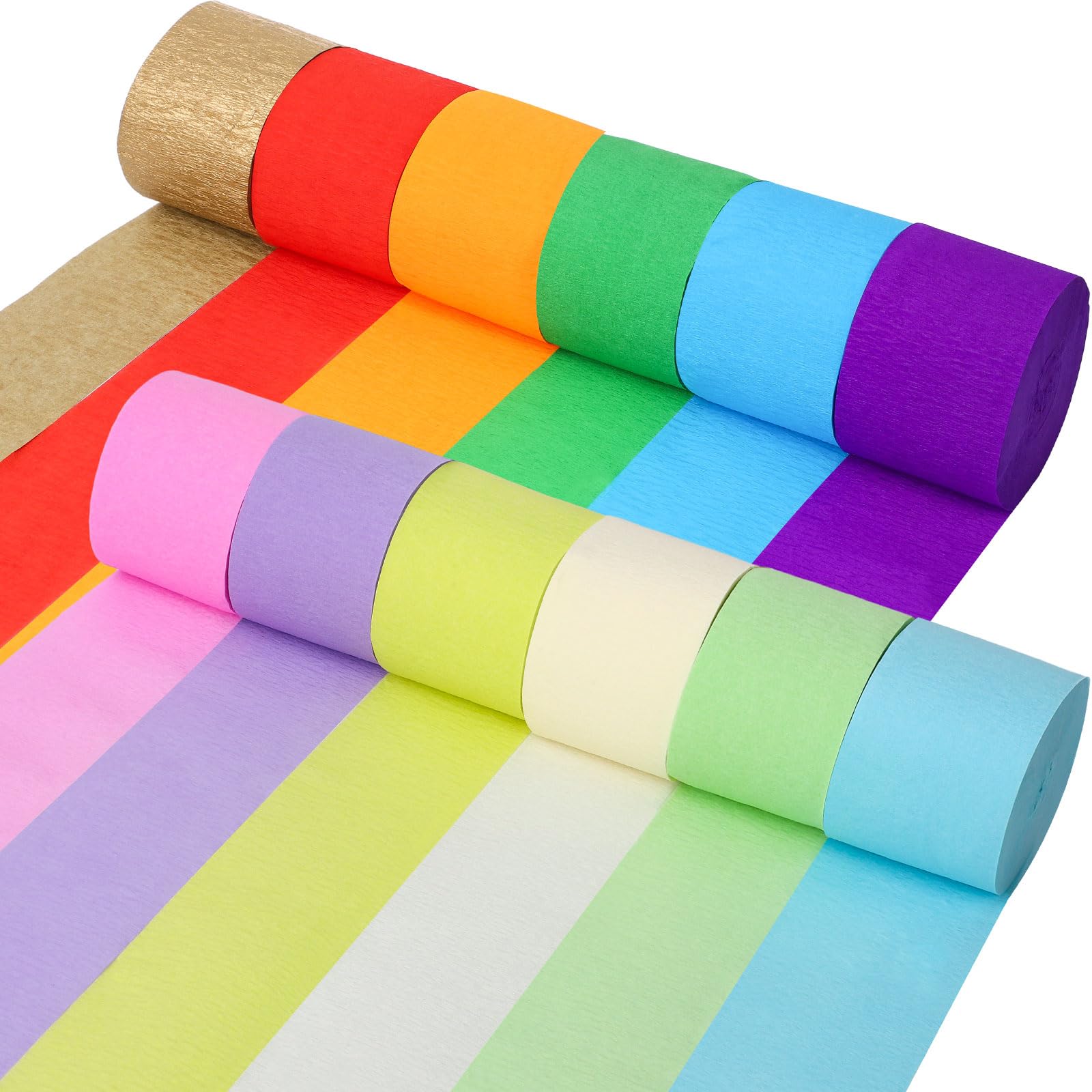 Photo 1 of 12 Rolls Crepe Paper Streamers, 12 Colors Streamers Party Decorations, Crepe Paper Roll for Colorful Birthday Party Supplies, DIY Craft Christmas Halloween Wedding Various Holiday Decorations
