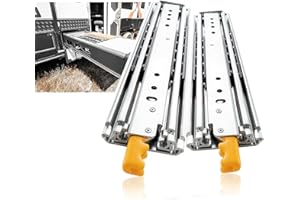 AOLISHENG 1 Pair Heavy Duty Drawer Slides with Lock 12 14 16 18 20 22 24 26 28 30 32 34 36 38 40 44 48 52 56 60 Inch 380 lb Load Capacity Side Mount Full Extension Ball Bearing Industrial Locking Rail