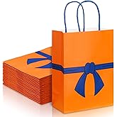 Whaline 24 Pcs Dragon Anime Theme Paper Bags with Handles Orange and Blue Birthday Party Favor Bag Candy Treat Goodie Bags for Dragon Cartoon Animation Birthday Party Supplies, 5.9 x 8.3 x 3.1 Inch