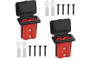 ZEHGCH 2PCS 600V Battery Quick Connect/Disconnect Electrical Connector Plug Kit with Flush Mount Dust Cover (Red,175A 1/0AWG)