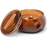 Paddywax Basalt Collection Scented Candle, Soy Wax Blend Glass Jar with Lid, Reusable Home Décor Candle, 10 oz, Amber Vessel, Sienna Sunset