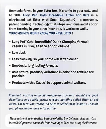 Amazon Com Lucy Pet Cats Incredible 20 Lb Jug Clumping Cat Litter With Smell Squasher Absorbent Natural Clay Formula Prevents Ammonia Build Up Unscented Pet Supplies Amazon Com Lucy Pet Cats Incredible 20 Lb Jug Clumping Cat Litter With Smell Squasher Absorbent Natural Clay Formula Prevents Ammonia Build Up Unscented Pet Supplies