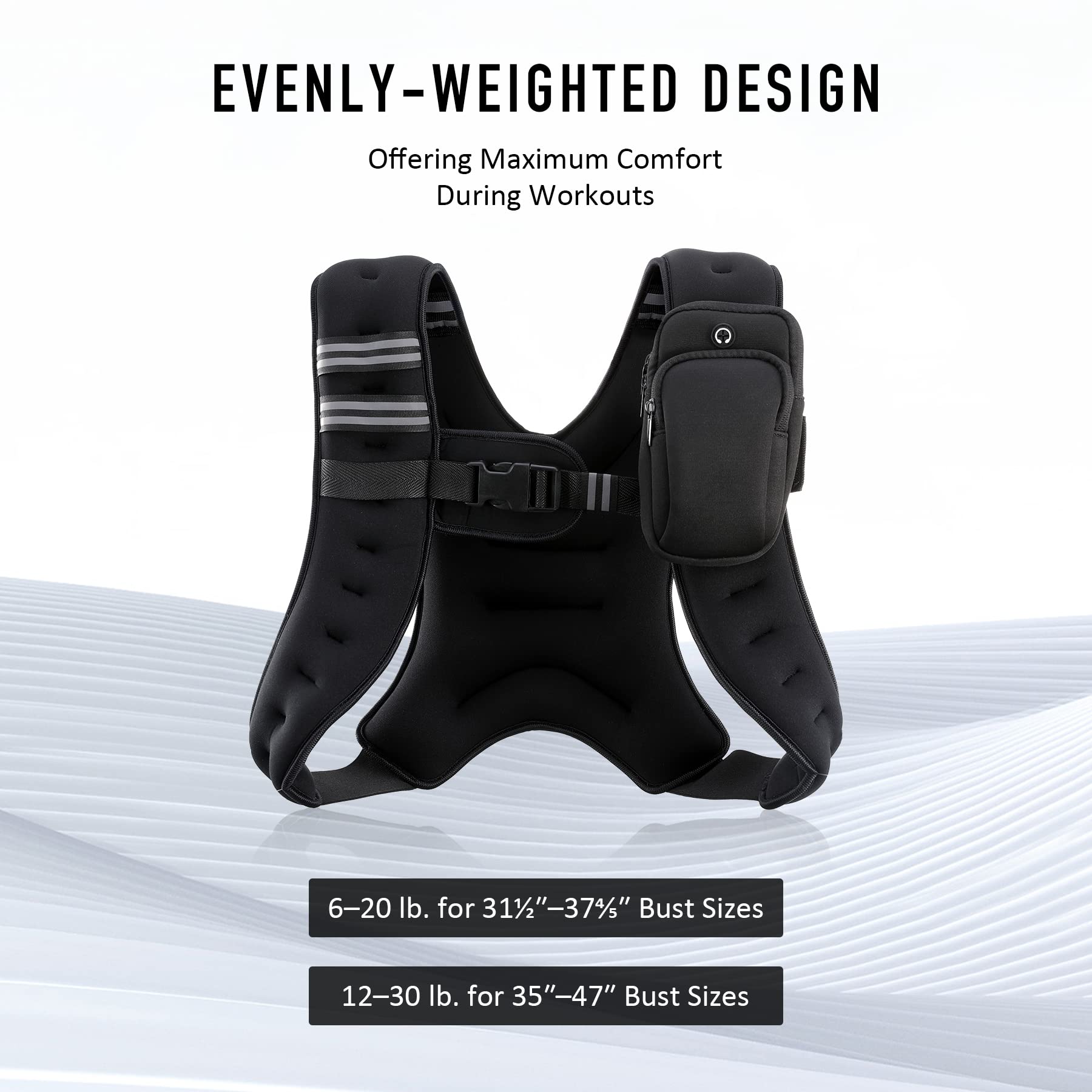 ZELUS Weighted Vest, 6lb/8lb/12lb/16lb/20lb/25lb/30lb Weight Vest with Reflective Stripe for Workout, Strength Training, Running, Fitness, Muscle Building, Weight Loss, Weightlifting