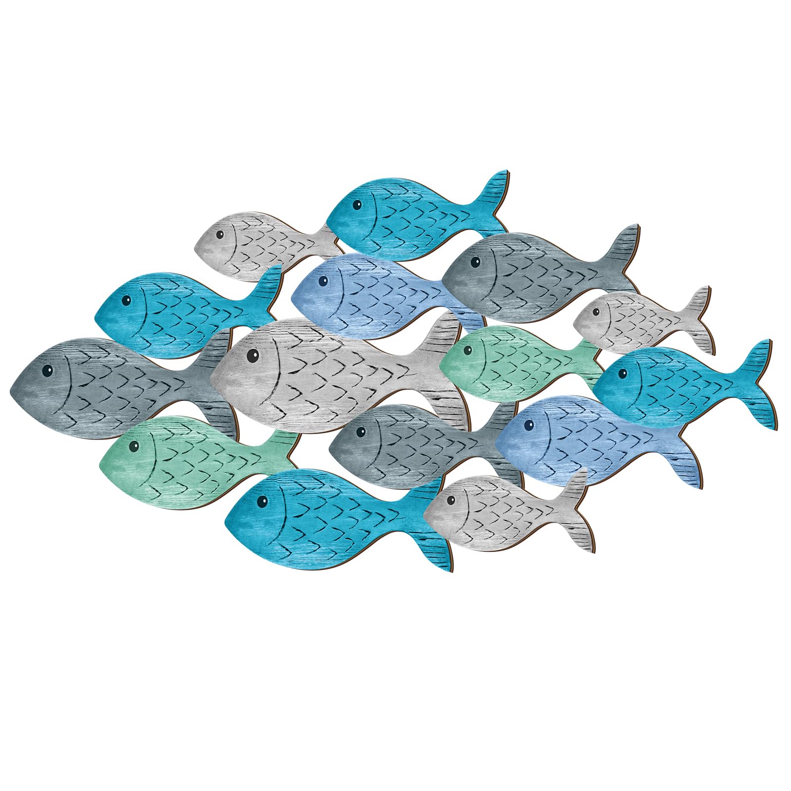Photo 1 of *MINOR DAMAGE - USED*
Qunclay Beach Wall Decor Wooden Coastal Fish Sign Ocean Themed Beach Decor School of Fish Art for Bathroom Home Indoor Outdoor 14.96 x 6.3 Inch(Cute)