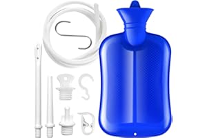 HUOBAOPAO 2 L Enema Bag ，Coffee Enema Bag Kit with 5.0 ft. Long Silicone Hose ,2 Multi-Size Reusable Tips, Controlable Water Flow Valve- Coffee, Shower, Douche & Home Adult Enema Kit（Blue）