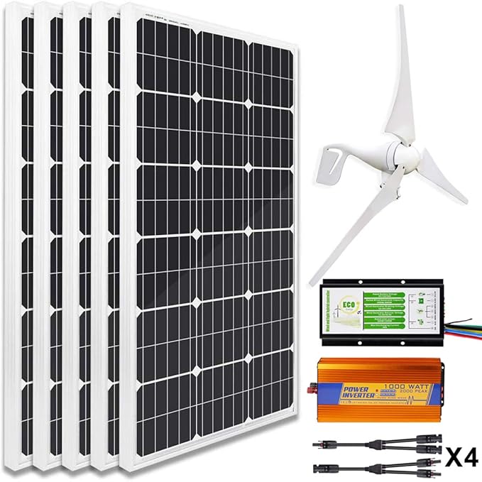ECOWORTHY 900W 12V Wind Solar Power Kit 5pcs 100W Mono
