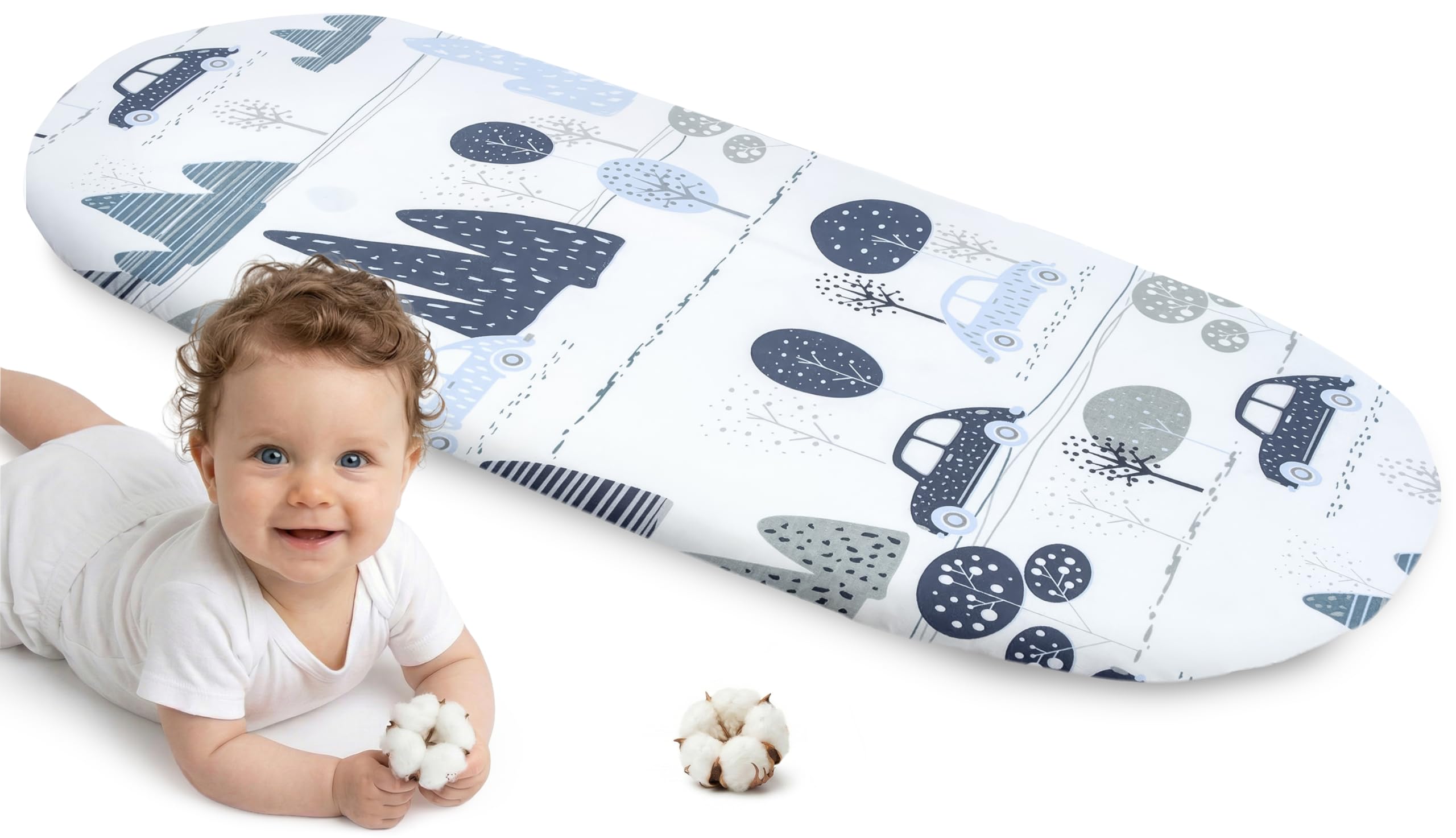 Medi Partners Fitted Sheet Pram 86 x 40 cm 100% Cotton Mattress Protector Baby