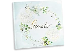 KiDEPOCH Wedding Guest Book 96 Pages Photo Album Sign-in Guest Book with Gold Foil & Floral Design, 8” × 8” Guest Book for We