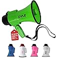 Pyle Compact Battery-Operated Megaphone with Siren - 30 Watt Power, Microphone, 2 Modes, PA Sound, Bullhorn, Foldable Handle for Cheerleading, Police Use (Green)