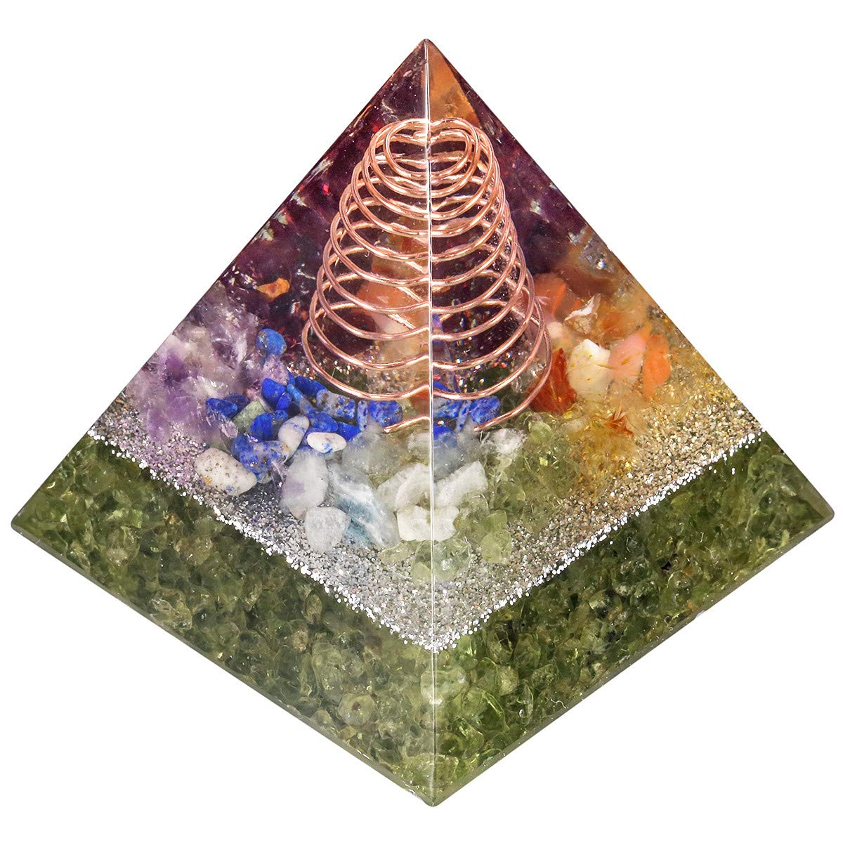 Nupuyai Peridot Healing Crystal Pyramid for Protection, Chakra Energy Crystal Quartz Points Decor 5cm