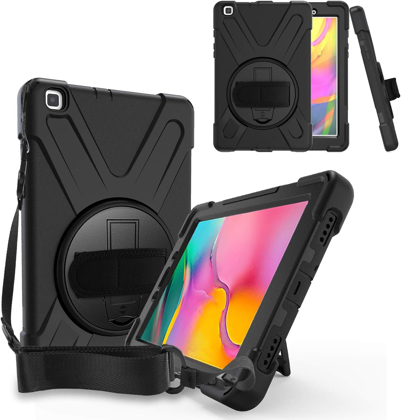 KIQ Galaxy Tab A 8.0 T290 Case, Shockproof Heavy Duty Impact Drop Protection Case Cover for Samsung Galaxy Tab A T290/T295/T297 SM-T290 SM-T295 SM-T297 (Shield Black)
