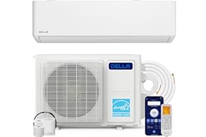 DELLA 9000 BTU Wifi Mini Split AC, Work with Alexa,Energy Star 115V 23 SEER2 Cools Up to 400 Sq.Ft Inverter Air Conditioner with 0.75 Ton Pre-Charged Heat Pump & 16.4ft Installation Kits