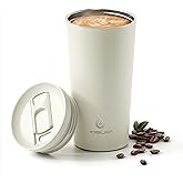 Ideus 17 oz Travel Coffee Mug, Double Wall Vacuum Stainless Steel Insulated Coffee Tumbler With Lid, Splash-Proof & Cup Holder Friendly, Keeps Drinks Hot/Cold, Dishwasher Safe, White