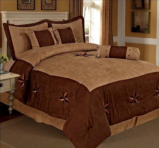 Amazon Com Texas Star Western Cowboy Suede 7 Piece Comforter Set