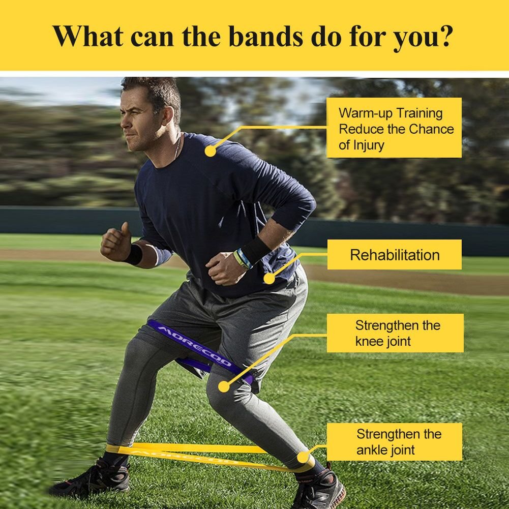 Kit Bandes en Boucle Exercice Yoga et Musculation, MORECOO Latex Naturel Pur Bandes Elastiques pour Musculation, Yoga, Rééducation, Tractions Perte de poids et d\'Autres Sports pour Homme et Femme [4Lots]