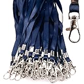Lanyards 50 Pcs Bulk Lanyard for Id Badges Flat Navy Blue Lanyard with Badge Clip Swivel Hook (50, Navy Blue)