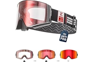 KAPVOE Ski Goggles Photochromic & Color - Anti-fog UV400 Protection Magnetic Lenses OTG Helmet Compatible for Men Women K721