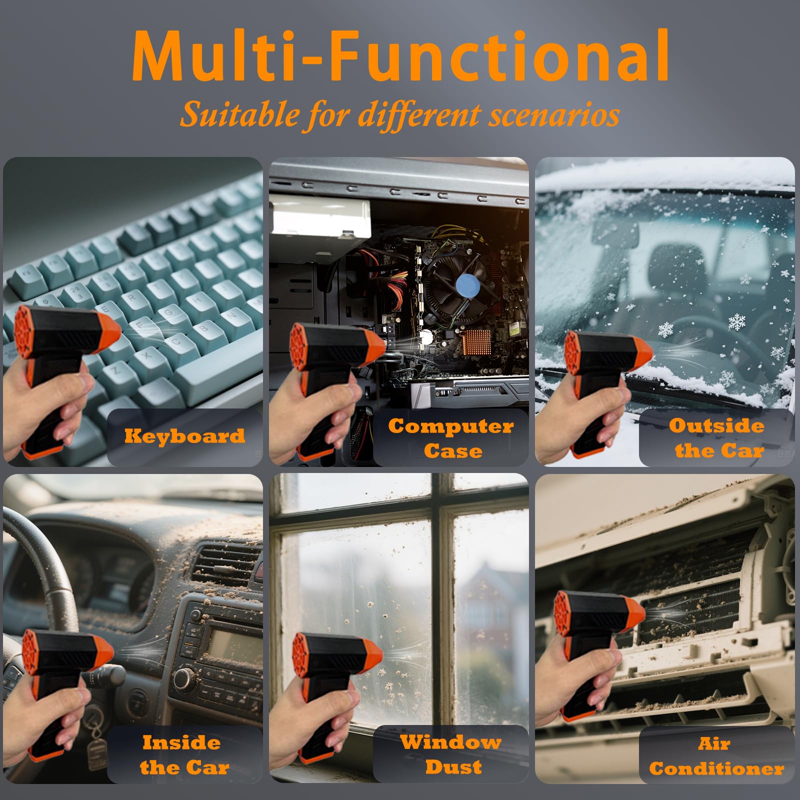 Electric Air Duster for PC, 150000RPM High Powered Dust Blower, 4 Gear Adjustable, Rechargeable, Portable Handheld Cordless Compressed Mini Air Blower for Computer, Keyboard, Car and Truck