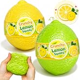2P Crunchy Squishy Toys,ASMR Squishy Crunchy Lemon,Fidget Toys Stress Balls | Lemon Slow Rising Squishy Toys,Sensory Toys Squishies for Kids Crunchy Squishies Stress Squishy Christmas Stocking Stuffers
