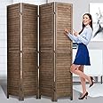 Folding Screen Room Divider 4 Panel 69 Inch Tall Portable Privacy Screens Solid Wood Freestanding Room Divider Wall for Rooms