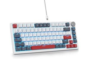 Guffercty kred 75% Percent Mechanical Keyboard with Knob, Gasket Mouted Wired TKL Gaming Keyboard 75 Percent Hot Swappable Pr