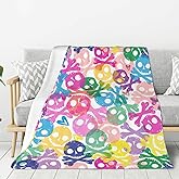 Oplp Colorful Sculls Throw Blanket for Bed Sofa Couch Beautiful Fleece Blankets Lightweight Soft Cozy 50"x40"