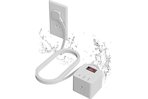 Outdoor Power Strip Cube 4 Ft, IPX4 Waterproof 3 AC Outlet Widely Spaced with 2 USB-A & 1 USB-C PD 20W Charging Station, Low 