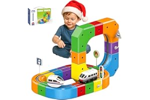 GENERIC Track Fusion, Trackfusion Train - Electric Train Set, 3D Train Routes with Mix-and-Match STEM Cubes, DIY Magic Track Cube with Rechargeable Car for Interactive Fun Play and Gifts (51Pcs)