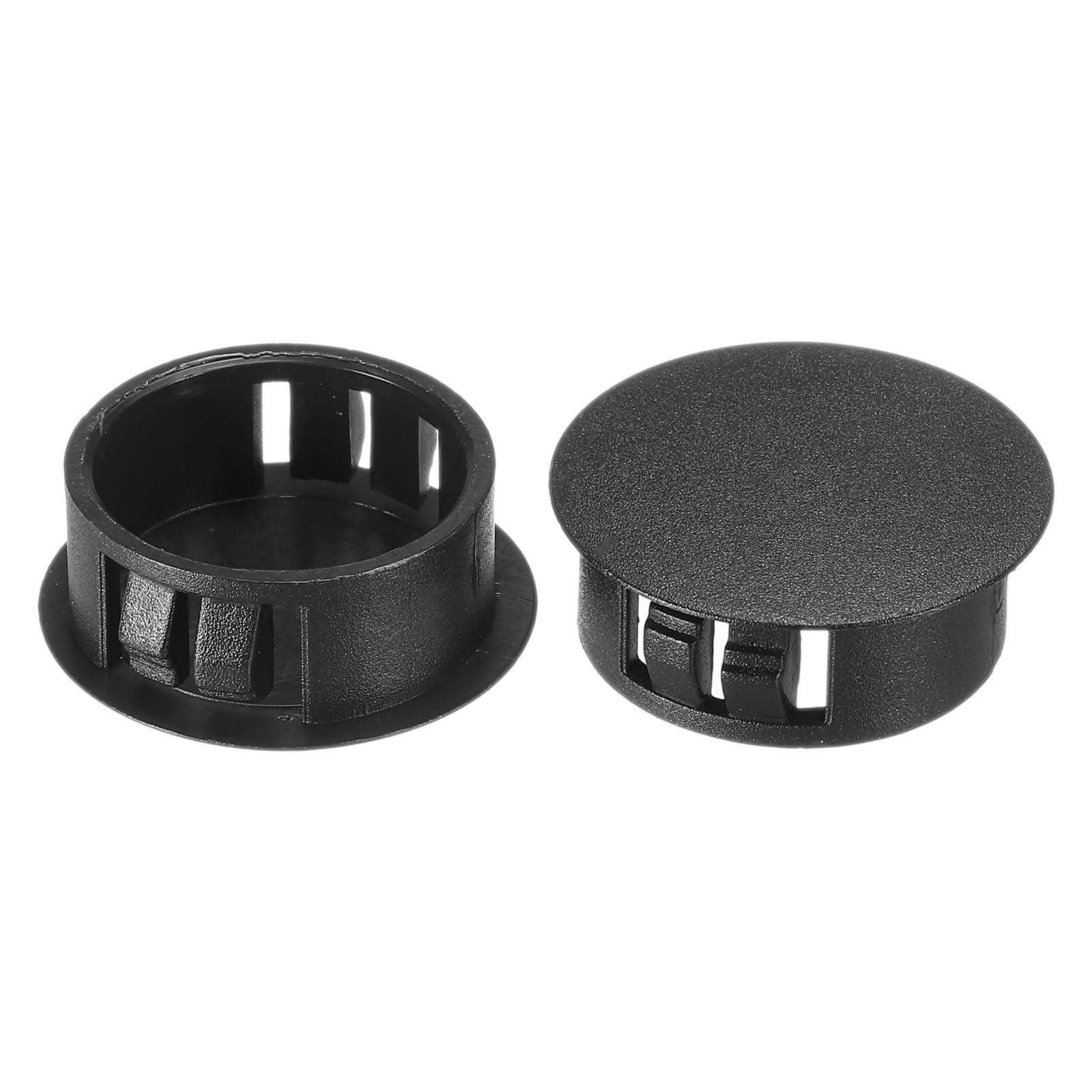 PATIKIL Hole Plugs Plastic, 100 Pcs 25mm(1") Screw Bumper Hole Plug Flush Snap Type Round Hole Cover Caps for Round Holes Cabinet Furniture Kitchen, Black