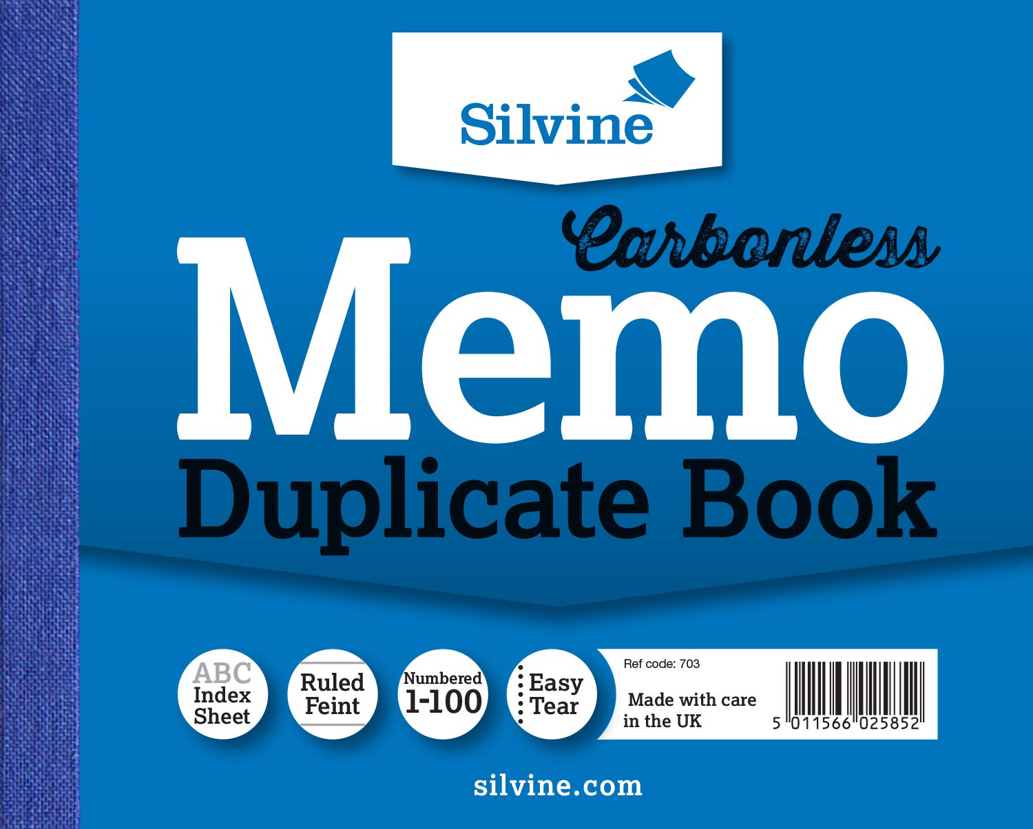 Silvine Carbonless Duplicate Memo Book - Numbered 1-100 with index sheet (102 x 127mm)