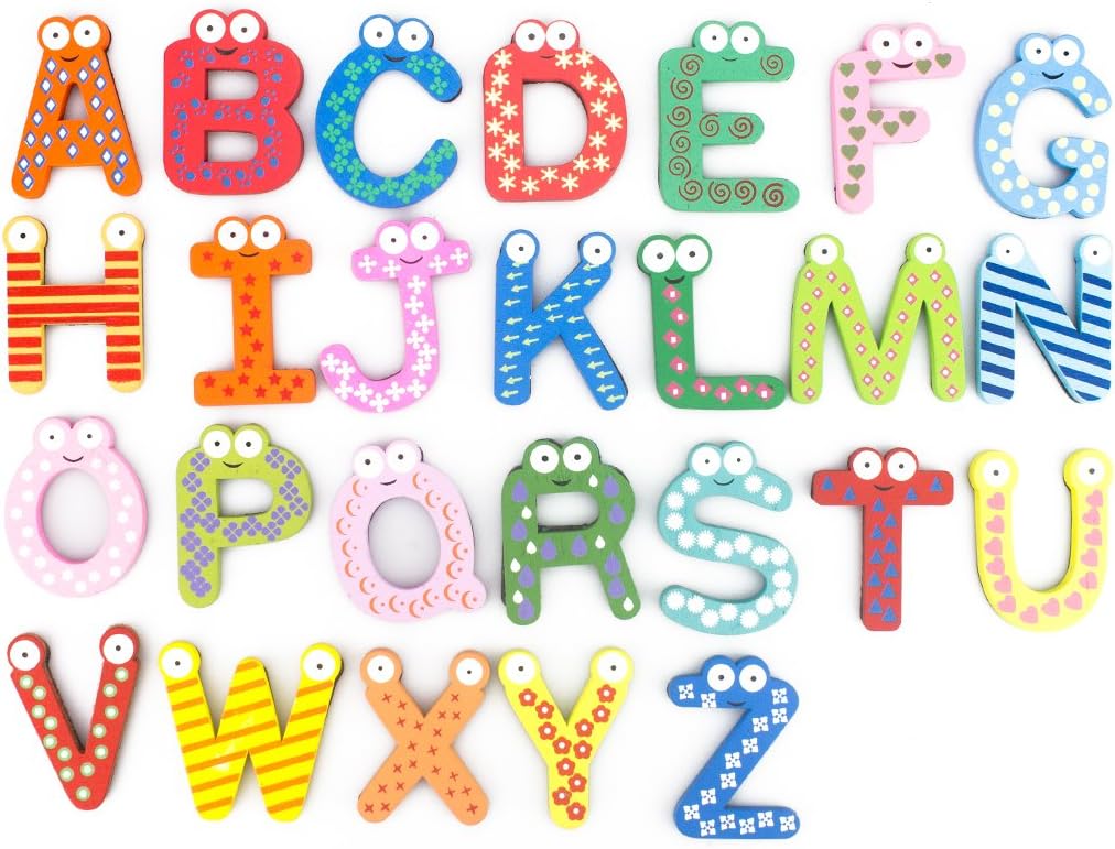 Bonamart Magnetic Letters Fridge ABC Alphabet Magnets for Toddlers Baby, Wooden Refrigerator Large Magnet Letter Learning Games Wood Toys for Kindergarten Age - 2018 Aug Upgraded: Home & Kitchen