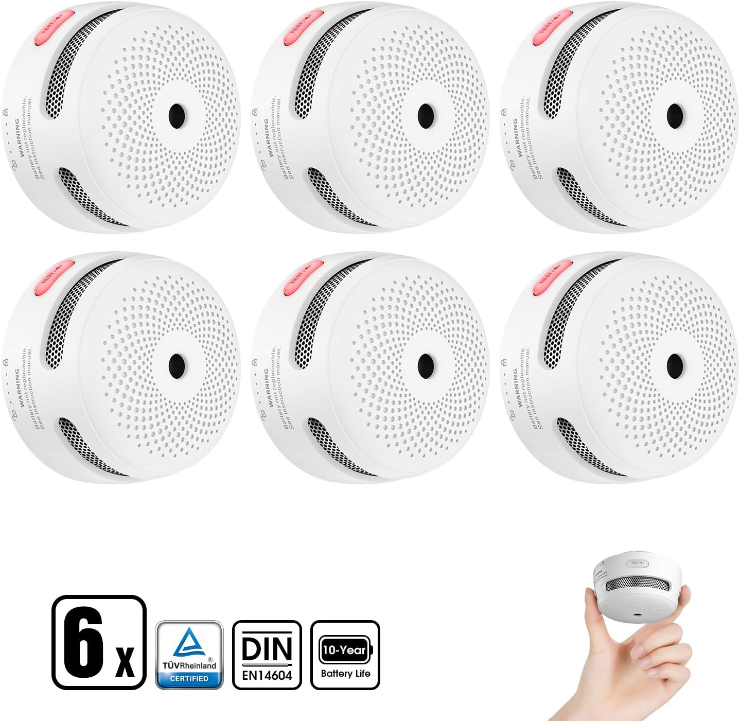XSense Mini Smoke Alarm, 10Year Battery Fire Alarm Smoke Detector