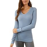 Pure Look Women's Long Sleeve Waffle Knit Stretch Cotton Thermal Underwear Shirt
