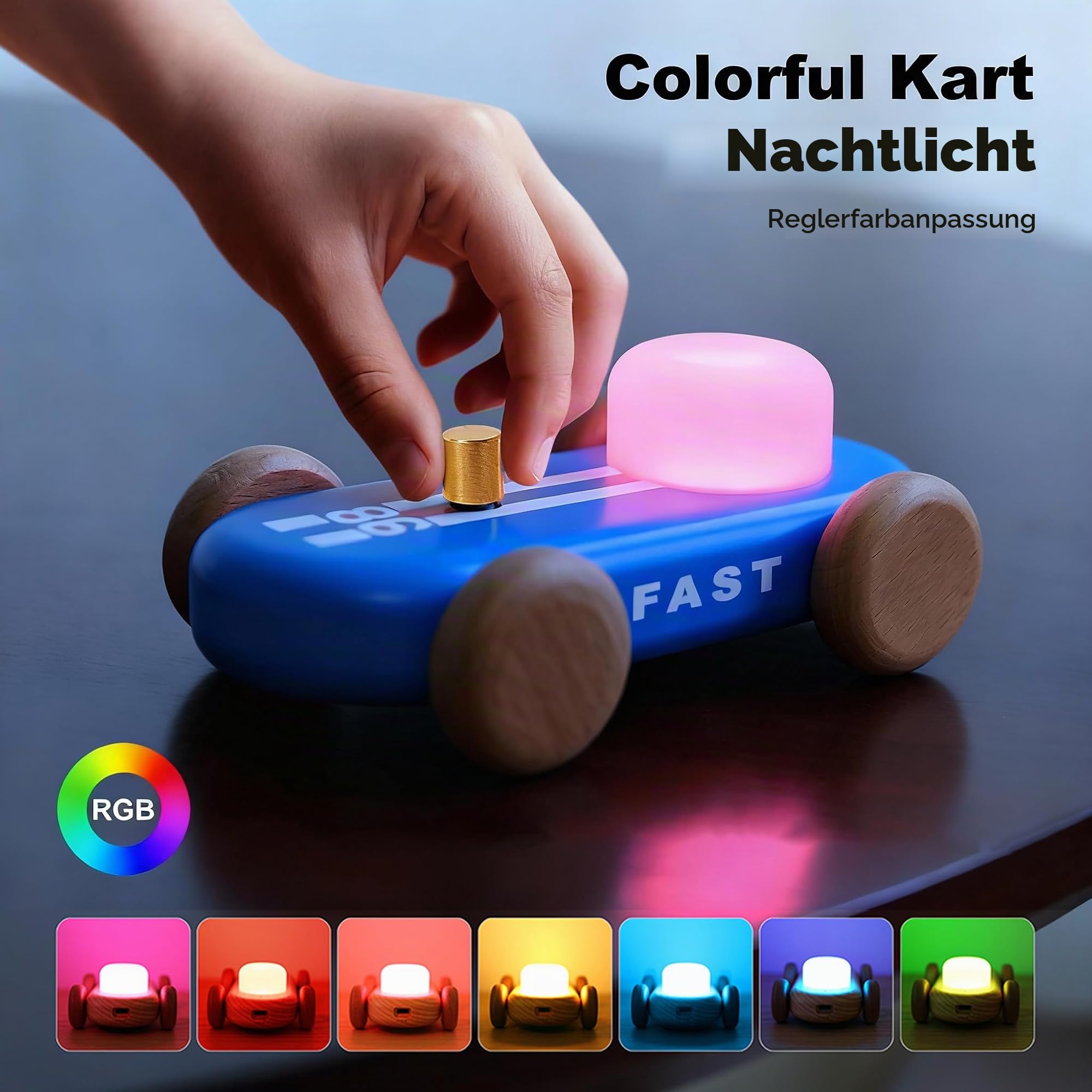 ACMHNC Rennwagen Nachtlicht LED Holz, Laufzeit Bis Zu 30H 2