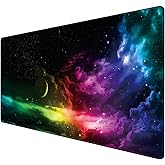 Benvo Extended Mouse Pad Large Gaming Mouse Pad- 35.4x15.7x0.12 inch Computer Keyboard Mouse Mat Non-Slip Mousepad Rubber Base and Stitched Edges for Game Players, Office, Study, Aurora Light Pattern