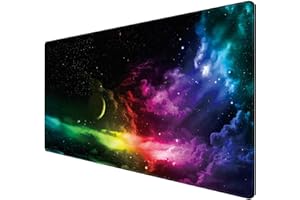 Benvo Extended Mouse Pad Large Gaming Mouse Pad- 35.4x15.7x0.12 inch Computer Keyboard Mouse Mat Non-Slip Mousepad Rubber Base and Stitched Edges for Game Players, Office, Study, Aurora Light Pattern