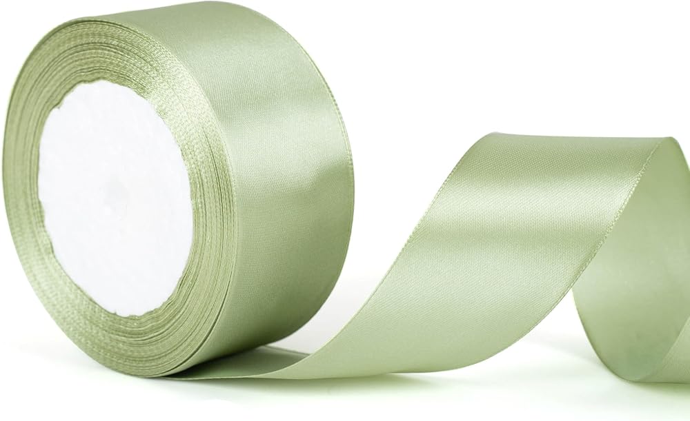 YAAVAAW 22m Sage Green Ribbon 40mm Wide Satin Gift Wrapping Wedding Car