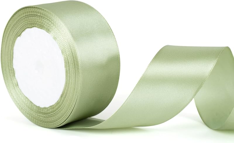 YAAVAAW 22m Sage Green Ribbon 40mm Wide Satin Gift Wrapping Wedding Car