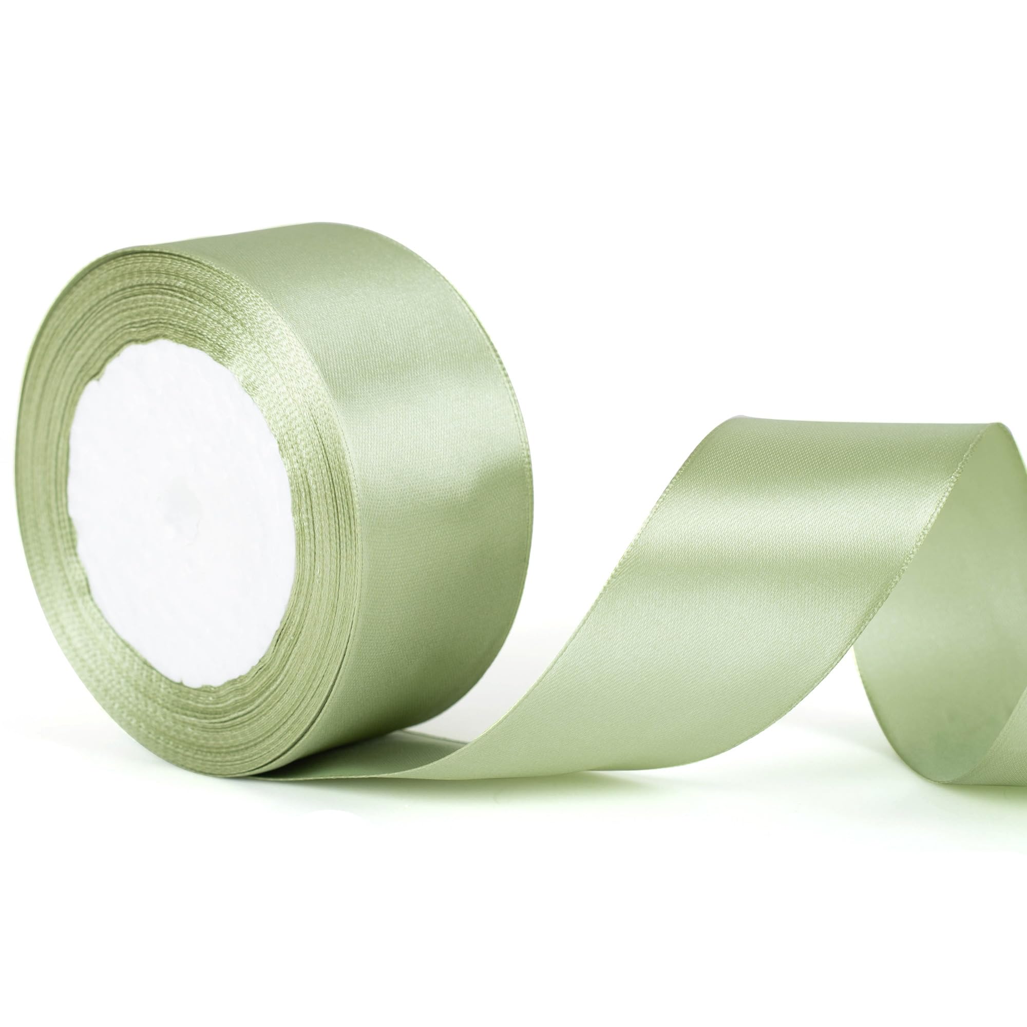 22m x 40mm Wide Sage Green Ribbon, 1.5 inch Thick Morandi Green Wedding Car Ribbon for Gift Wrapping Wedding Xmas Birthday Present Cake Hair Bow Florist Bouquet Crafts Decorations