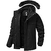CHEXPEL Mens Winter Coat Puffy Parka Jacket with Fur Hood Waterproof & Windproof Long Winter Fleece Lined Outwear