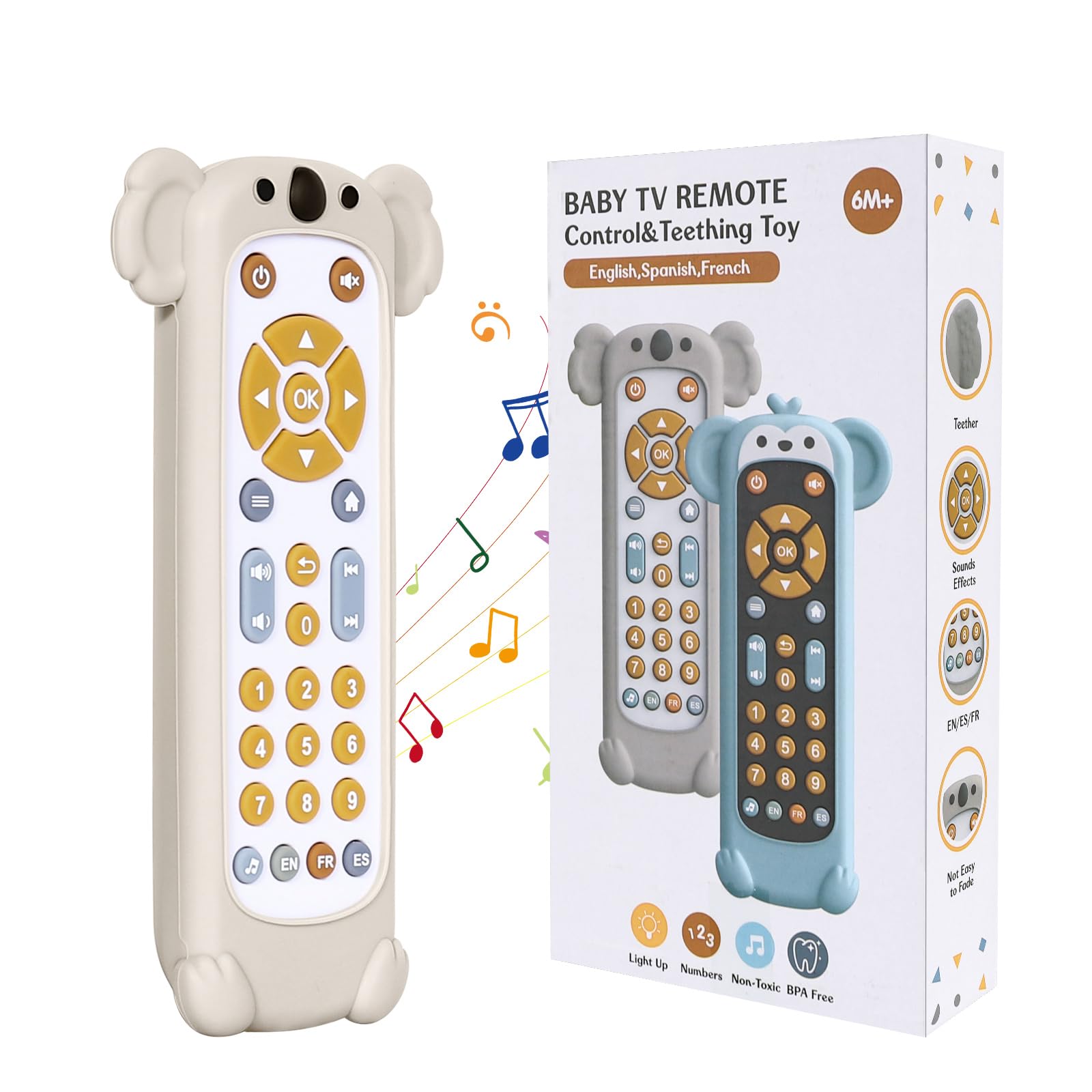 Orzbow Baby Remote Control Toy, Educational Toddler Learning Toys With Number Teaching, 6, 9, 12, 18 Month Boys Girl Sensory Toys, with Silicone Cover