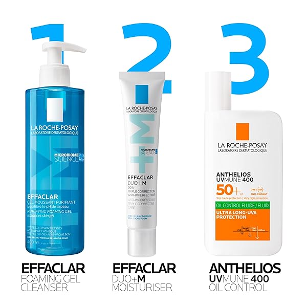 LA ROCHE-POSAY EFFACLAR PURIFYING FOAMING GEL CLEANSER FOR OILY SKIN, WITH ZINC PIDOLATE TO REMOVE EXCESS OIL & SHINE, ALCOHOL FREE & OIL FREE, SENSITIVE SKIN TESTED