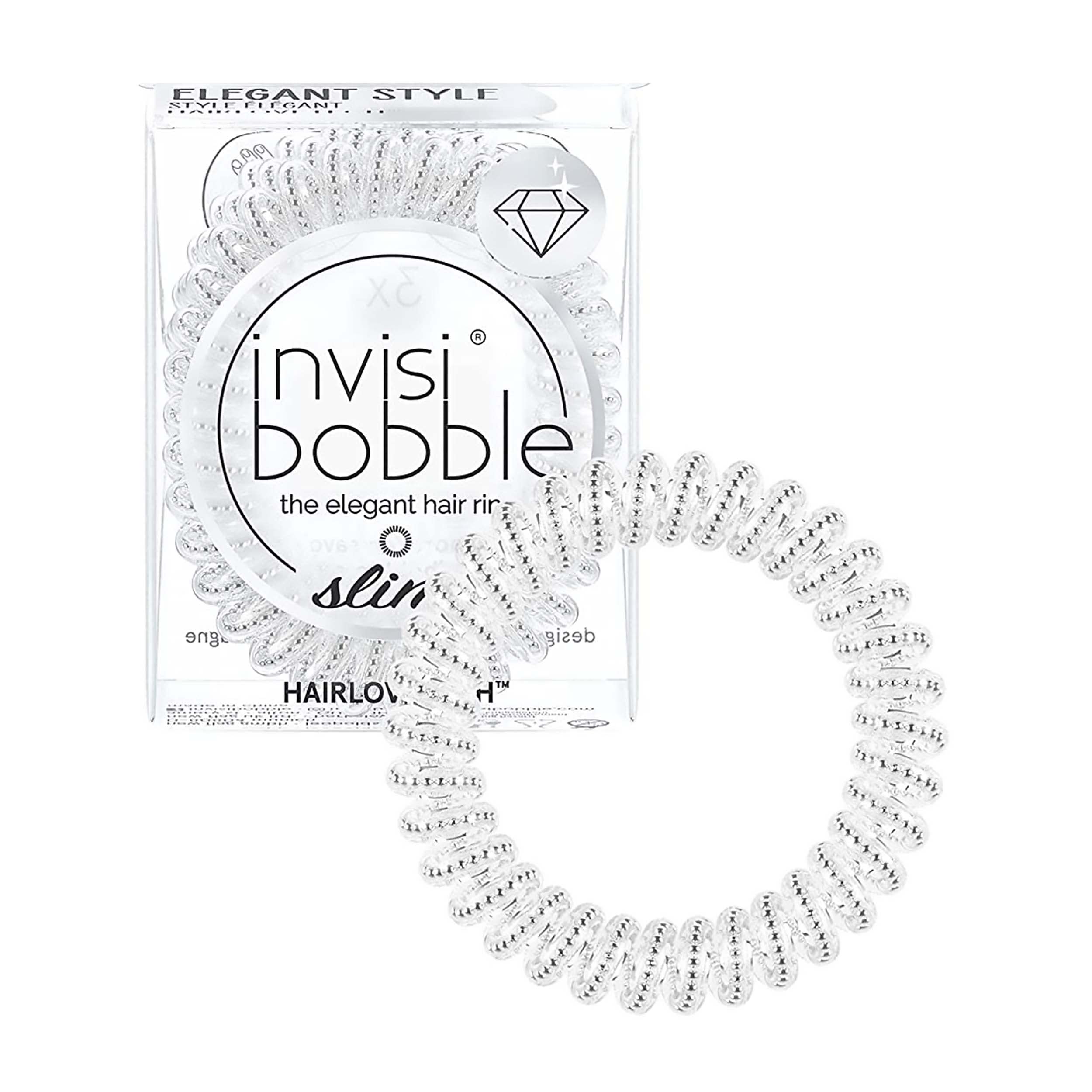 invisibobble Slim Chrome Hair Scrunchie, 3 x Thin Silver Metallic for Girls and Women, Elegant Look & Strong Hold, Designed in the Heart of Munich