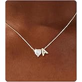 Seamido Gold Heart Initial Necklace for Women, Non Tarnish 18K Gold Plated Dainty A-Z Letter Necklace Waterproof, Simple Cute CZ Heart Pendant Chain, Trendy Personalized Jewelry Birthday