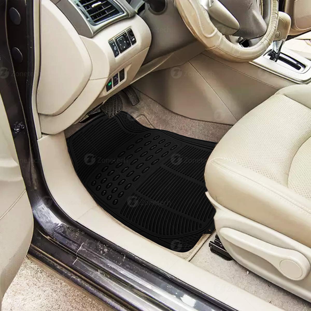 Zone Tech All Weather Rubber Semi Pattern Car Interior Floor Mats 3