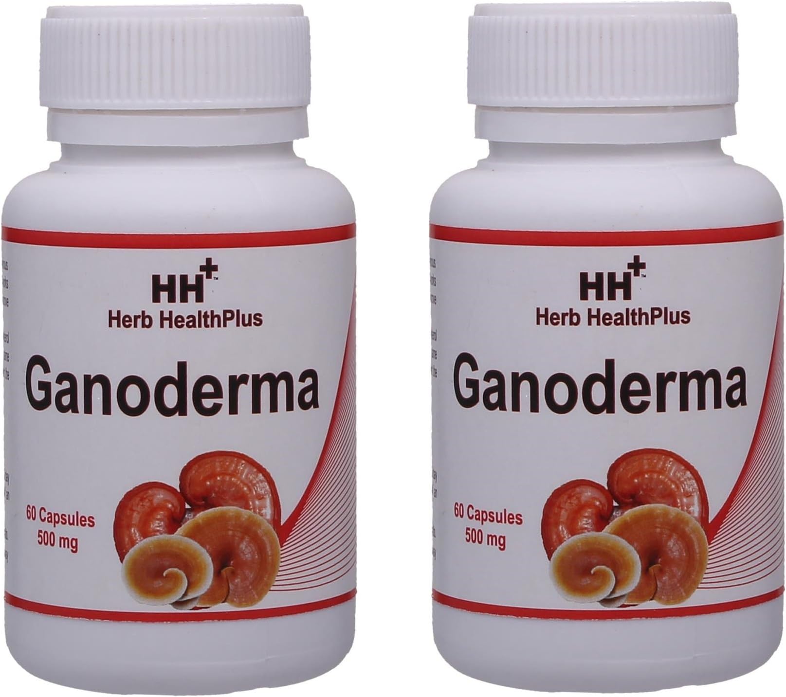 Ganoderma Capsules | 100% Natural | Reishi Capsules | 60 Veg Capsules - Pack of 2 Bottle By Herb HealthPlus