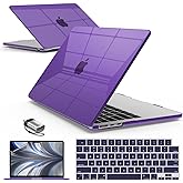 IBENZER Compatible with MacBook air 13 inch Case 2026 2025 2024 2023 2022 M4 A3240 M3 A3113 M2 A2681, HardShellCase w/KeyboardCover ScreenFilm Type-C for Mac air 13.6", Crystal Purple, KK-CYPU+2TC