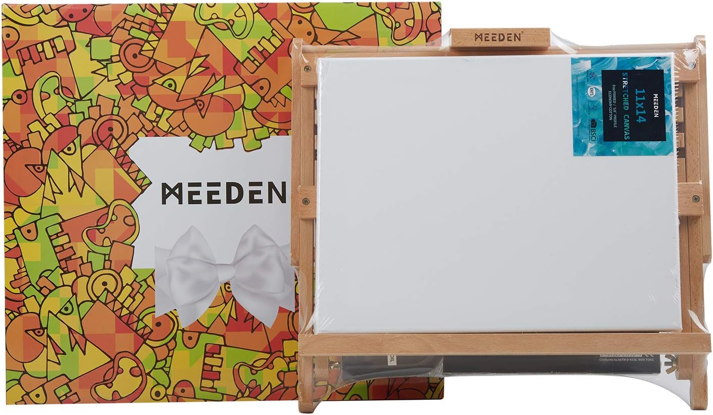 MEEDEN 46-Piece Oil Painting Set with Beech Wood Table Easel, 12MLX24 Oil Paint Tubes and All The Additional Supplies, Perfect for Beginning Artists, Students and Kids